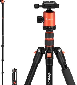 GEEKOTO 77’’ Tripod, Camera Tripod for DSLR, Compact Aluminum Tripod with 360 Degree Ball Head and 8kgs Load for Travel and Work